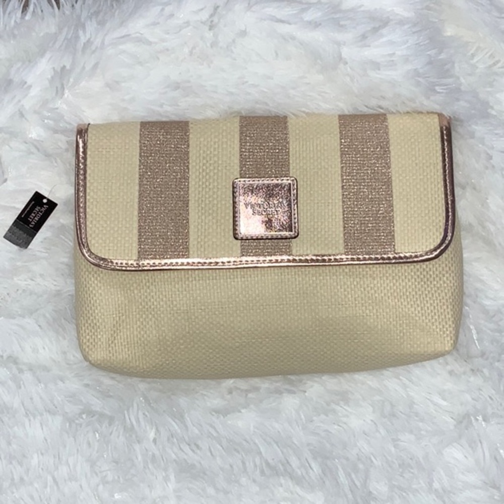 NWT Victoria’s Secret Cream and Gold Pouch
